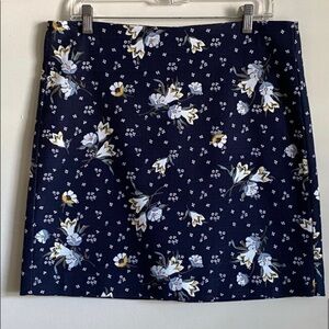 LOFT Mini Floral Skirt Size 10 Blue